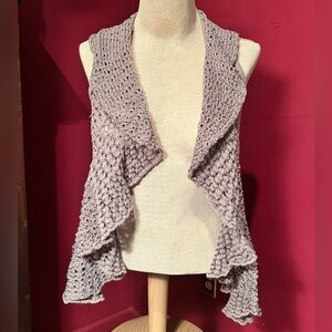 INC International Concepts Grey Knitted Ruffle Vest Size Large